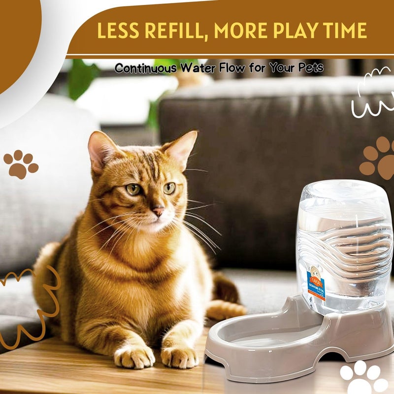 Flexzion Automatic Gravity Pet Waterer for Cat & Dog - Non-Skid & Easy-Clean Auto Replenish Water Dispenser Drinking Bowl (3/8 Gallon / 1.5L), Beige - Image 2